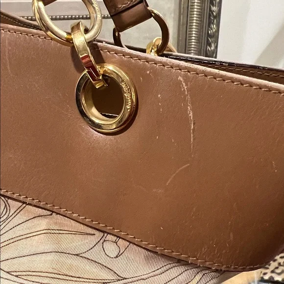 Salvatore Ferragamo Brown and Cream Floral Tote - Picture 13 of 17